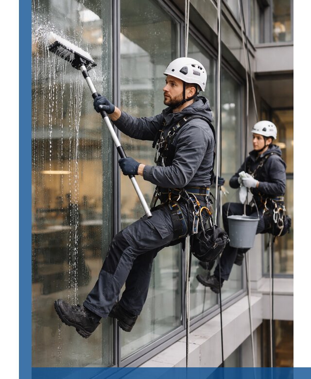 Профессиональная мойка витражей промышленными альпинистами в Батайске