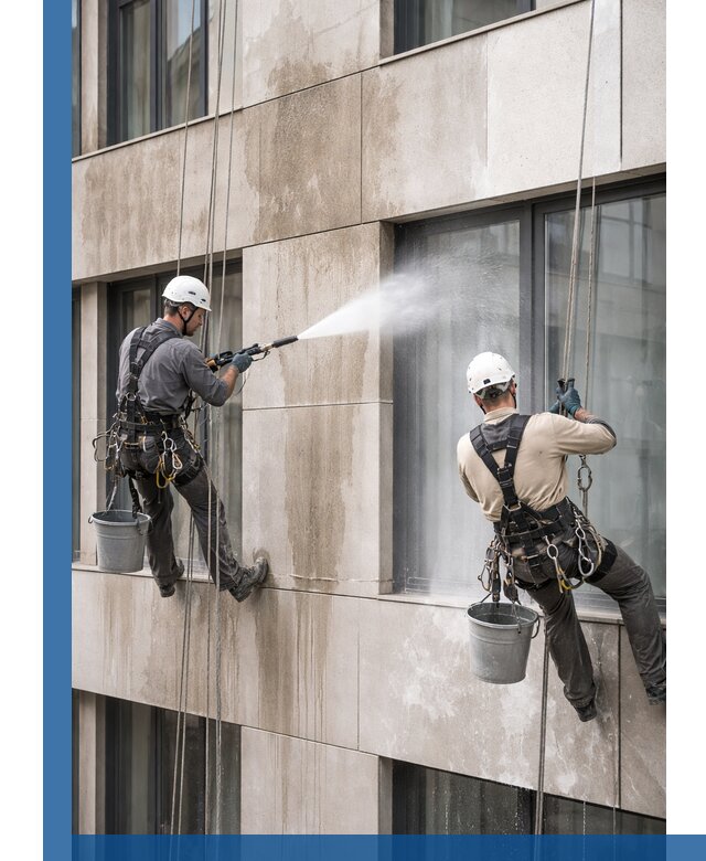 Послестроительная мойка фасада промышленным альпинизмом в Батайске