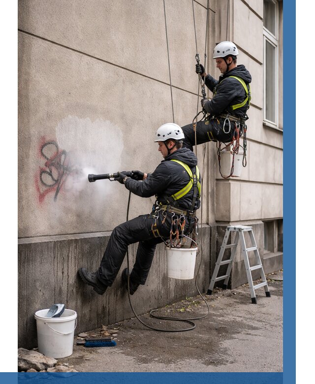 Удаление граффити с фасада в Батайске от 4554 р. | ВЫСОТНИК-Бтс