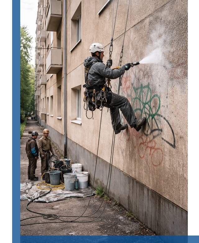 Удаление граффити с фасада в Батайске без следов и повреждений