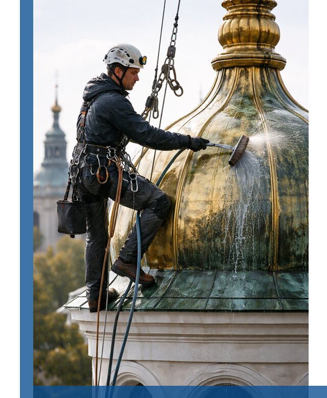 Профессиональная мойка куполов и шпилей высотными альпинистами в Батайске