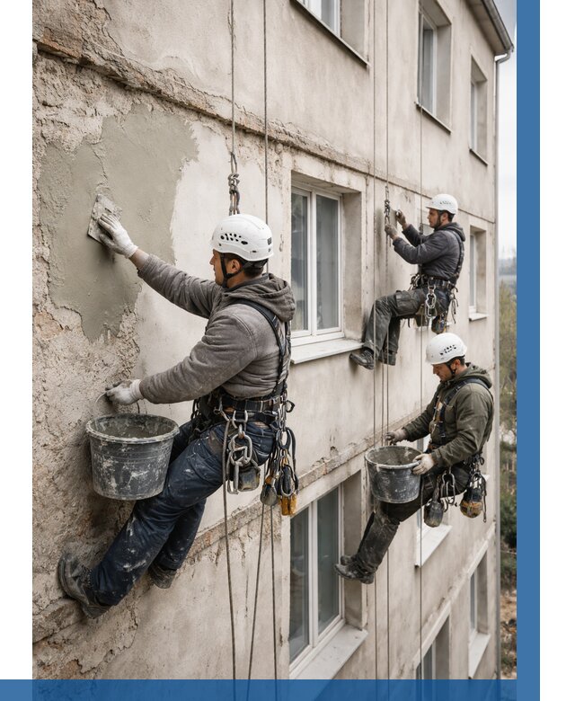 Ремонт штукатурного фасада в Батайске от 759 р. под ключ | ВЫСОТНИК-Бтс