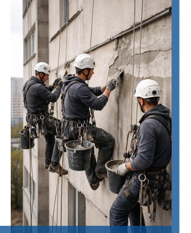 Ремонт бетонных элементов фасада в Батайске от 2530 р. | ВЫСОТНИК-Бтс