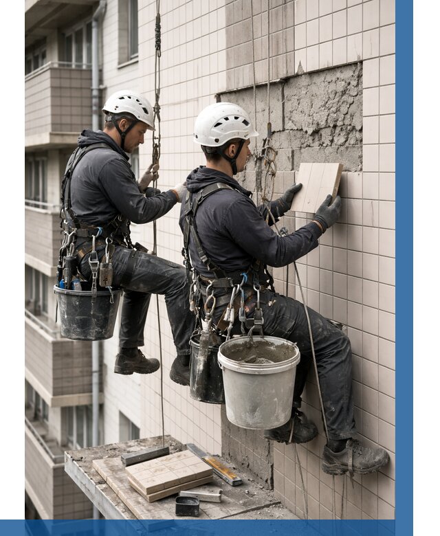 Ремонт облицовки фасада плиткой в Батайске от 1822 р. | ВЫСОТНИК-Бтс