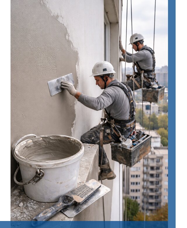 Шпаклевка фасада на высоте в Батайске от 708 р. | ВЫСОТНИК-Бтс