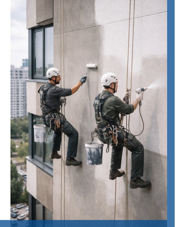 Покраска фасада альпинистами в Батайске от 304 р. | ВЫСОТНИК-Бтс