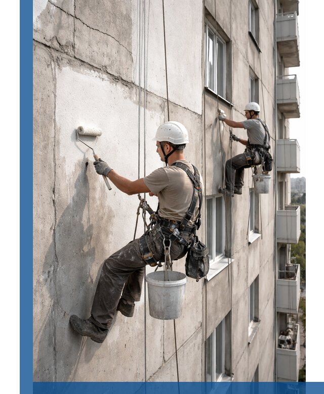 Покраска бетонного фасада в Батайске для жилых и промышленных объектов