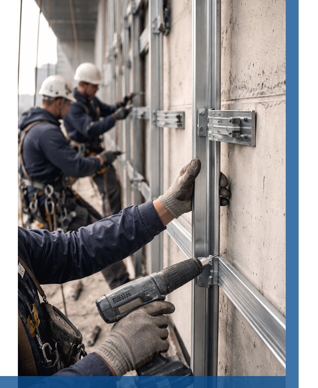 Монтаж подсистемы вентфасада в Батайске от 860 р. | ВЫСОТНИК-Бтс