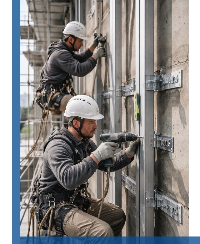 Монтаж и крепление подсистемы вентфасада в Батайске