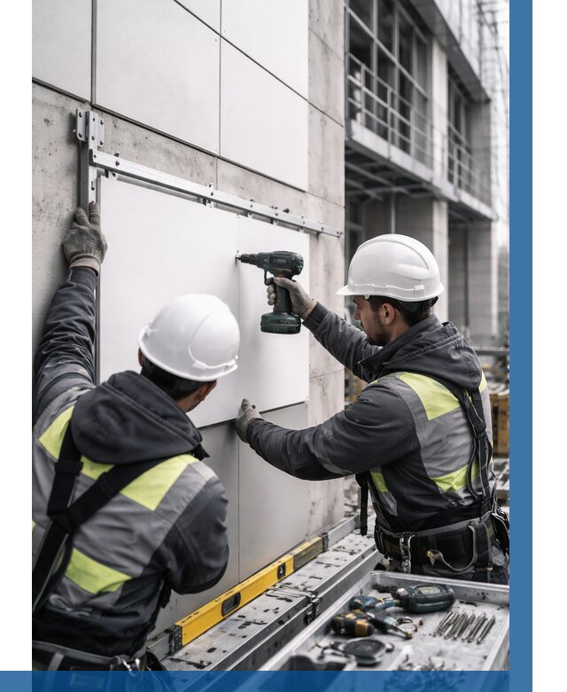 Монтаж композитных панелей фасада в Батайске от 2530 р. | ВЫСОТНИК-Бтс