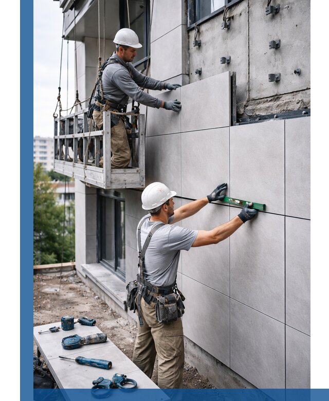 Монтаж керамогранита на фасад в Батайске под ключ с гарантией качества