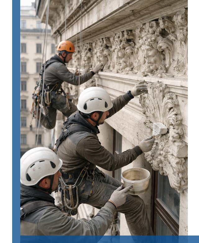 Реставрация фасадной лепнины с высотными работами в Батайске