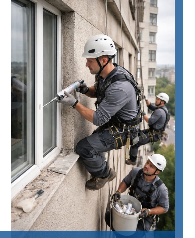 Герметизация оконных швов снаружи в Батайске от 1518 р. | ВЫСОТНИК-Бтс