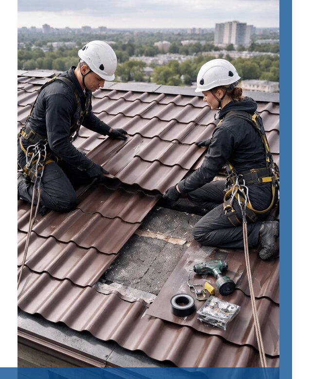 Ремонт металлочерепицы на крыше в Батайске от 911 р. | ВЫСОТНИК-Бтс