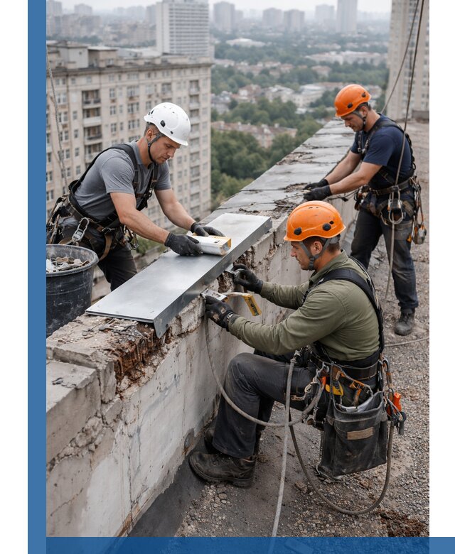 Ремонт парапета на кровле в Батайске, высотные работы с гарантией