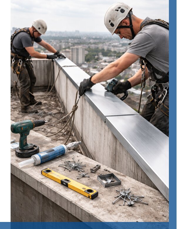 Монтаж парапетных крышек в Батайске от 810 р. | ВЫСОТНИК-Бтс