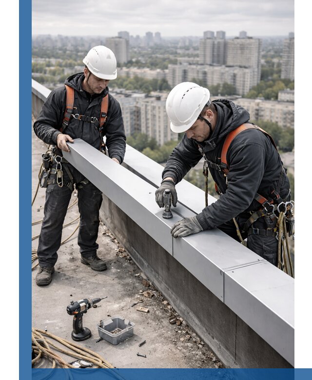 Монтаж парапетных крышек и ограждений кровли в Батайске