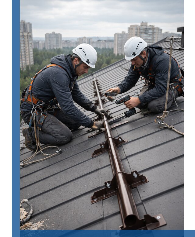 Монтаж снегозадержателей на кровле зданий в Батайске под ключ