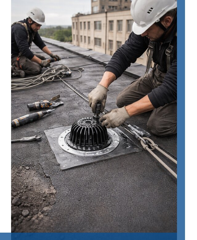 Установка водосточных воронок в Батайске цена от 3542 р. | ВЫСОТНИК-Бтс