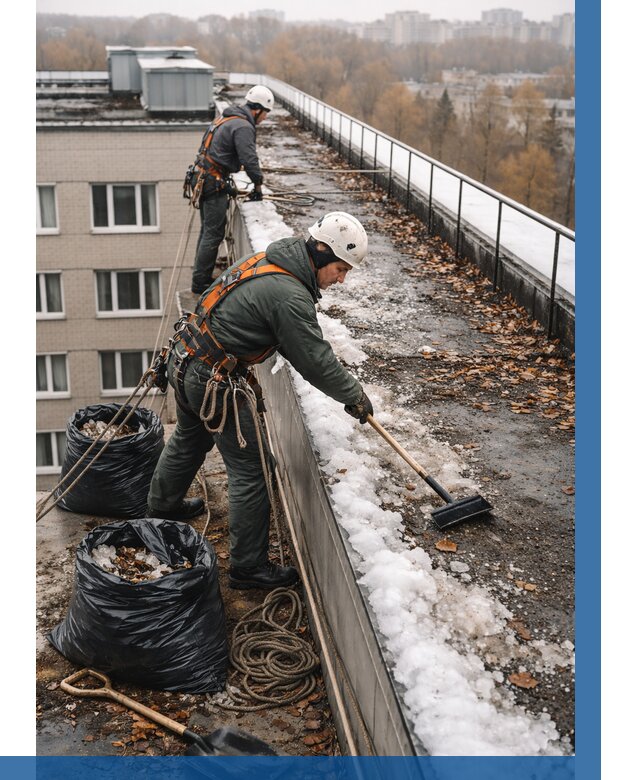 Очистка кровли по периметру в Батайске от 557 р. | ВЫСОТНИК-Бтс