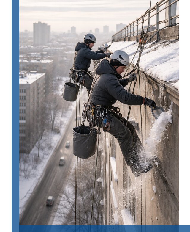 Очистка карнизов от снега в Батайске профессионально и безопасно