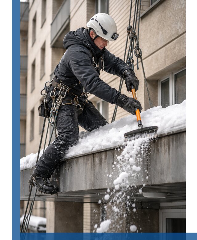 Очистка козырьков от снега в Батайске круглогодично безопасно