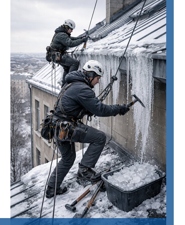 Удаление наледи с кровли в Батайске от 5567 р. | ВЫСОТНИК-Бтс