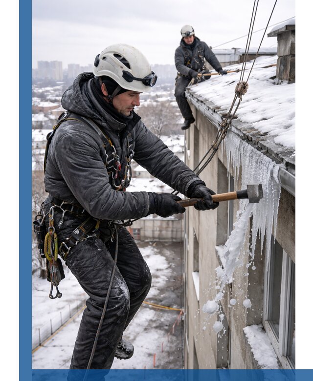 Сбивание и удаление сосулек с крыши в Батайске безопасно