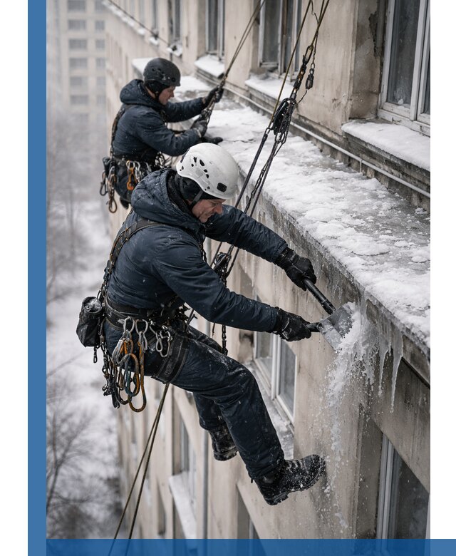 Удаление наледи и сосулек с карнизов в Батайске профессионально