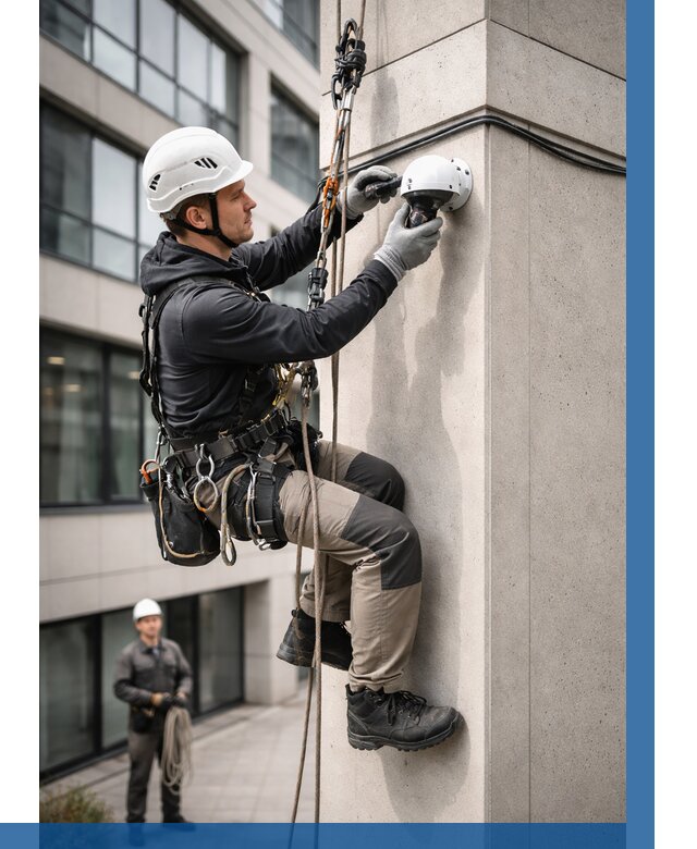 Монтаж камер видеонаблюдения на фасаде в Батайске от 8603 р.-ВЫСОТНИК-Бтс