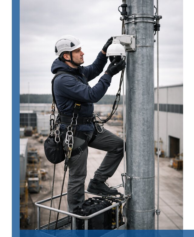 Профессиональная установка видеокамер на мачте в Батайске