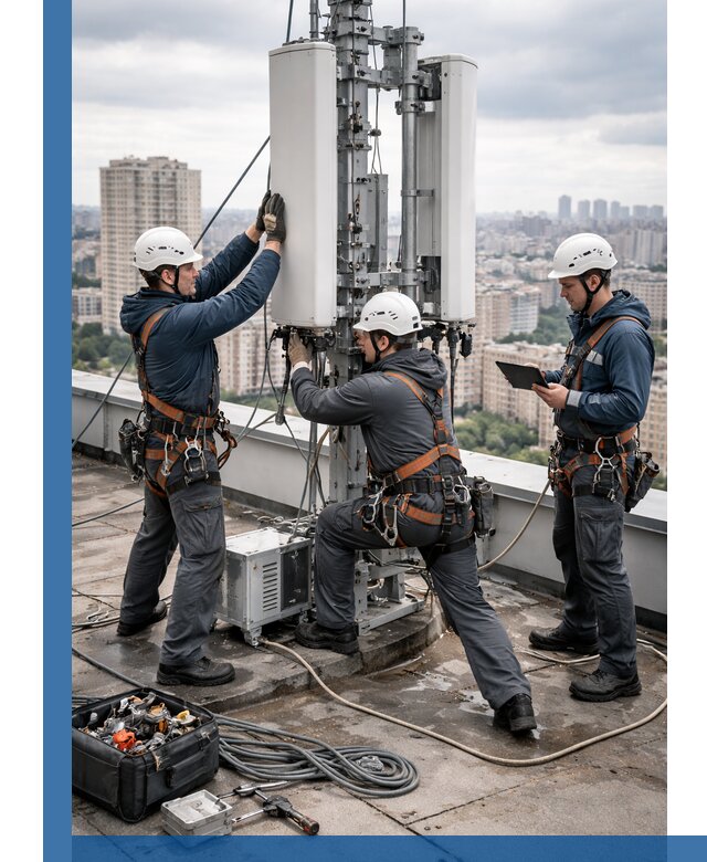 Монтаж антенн связи на крыше в Батайске с вводом в эксплуатацию