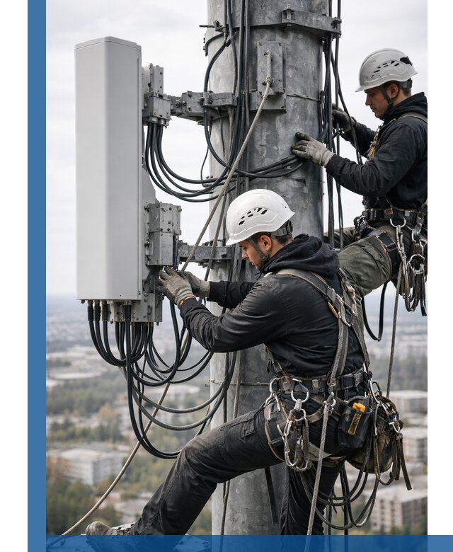 Монтаж оборудования связи на мачте в Батайске с пусконаладкой