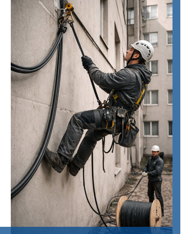 Протяжка кабеля питания на высоте в Батайске от 455 р. | ВЫСОТНИК-Бтс