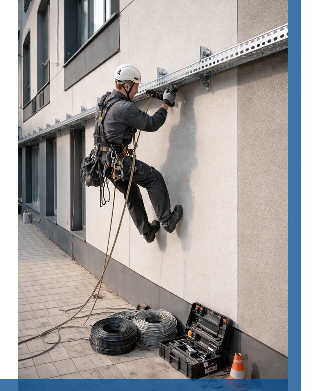 Монтаж кабельных лотков на фасаде в Батайске от 1215 р. | ВЫСОТНИК-Бтс