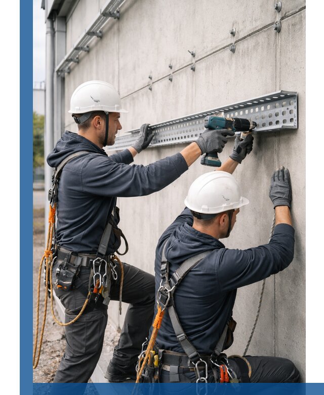 Монтаж кабельных лотков на фасаде зданий в Батайске с гарантией