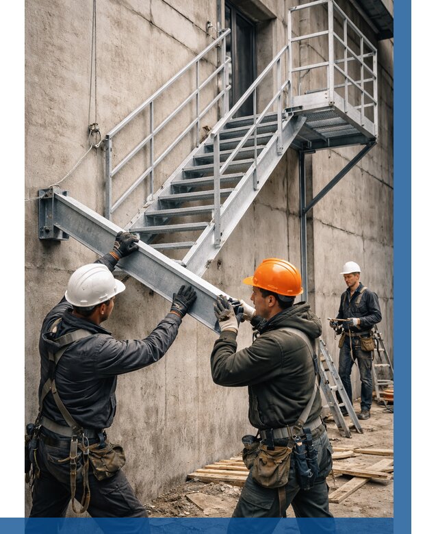 Монтаж металлических лестниц в Батайске от 15182 р. | ВЫСОТНИК-Бтс