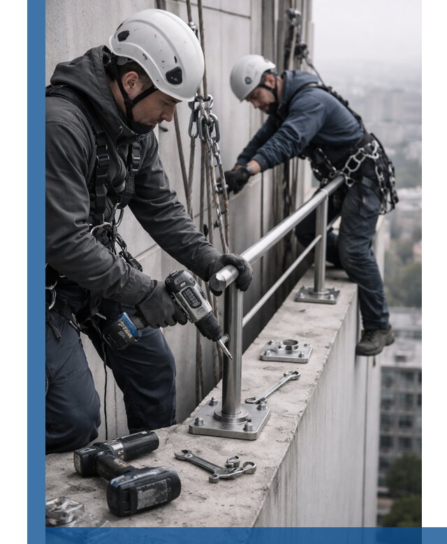 Монтаж перил на высоте в Батайске для жилых и промобъектов