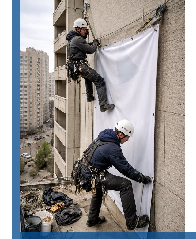Профессиональный монтаж баннеров на фасаде в Батайске