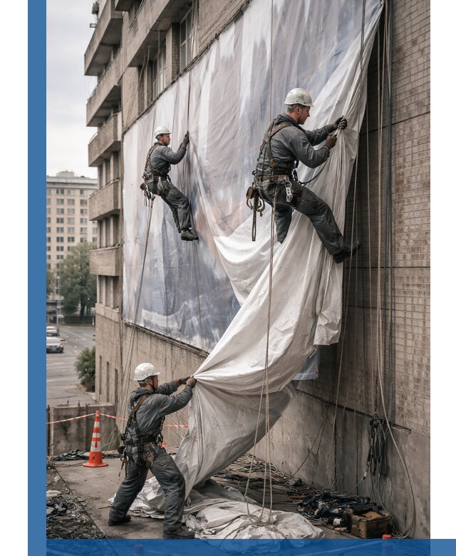 Демонтаж баннеров с фасада в Батайске оперативно и безопасно