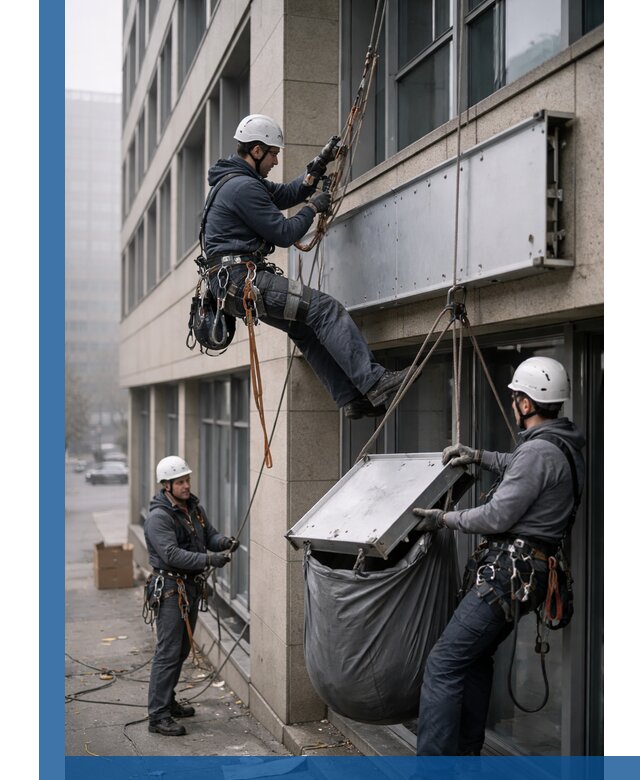 Демонтаж рекламной вывески с высотными работами в Батайске