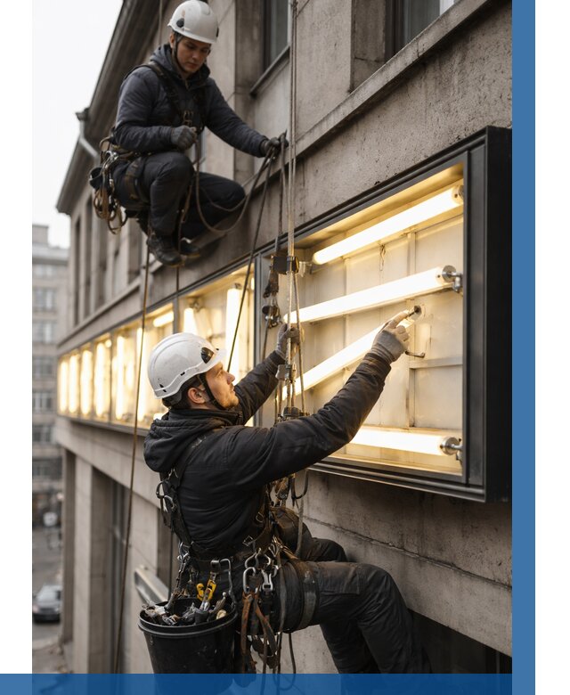 Замена ламп в вывеске в Батайске под ключ от 3542 р. | ВЫСОТНИК-Бтс