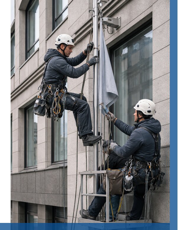 Установка флагов на фасаде в Батайске от 4554 р. | ВЫСОТНИК-Бтс