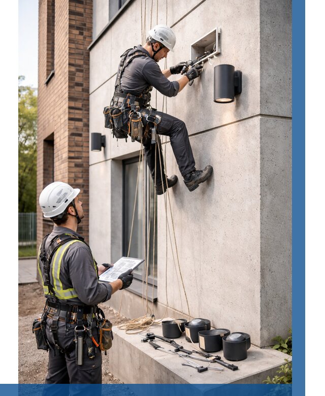 Монтаж фасадного освещения в Батайске от 2530 р. | ВЫСОТНИК-Бтс