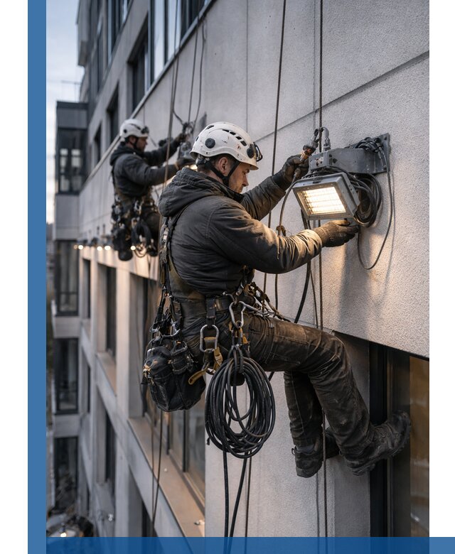 Монтаж фасадного освещения в Батайске установка и подключение