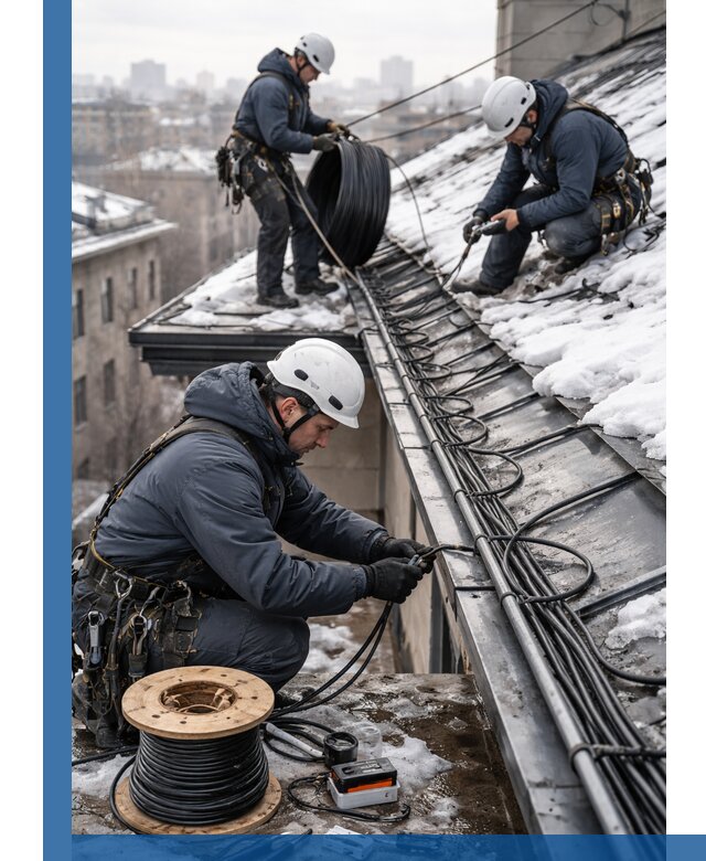 Монтаж греющего кабеля на кровле в Батайске под ключ