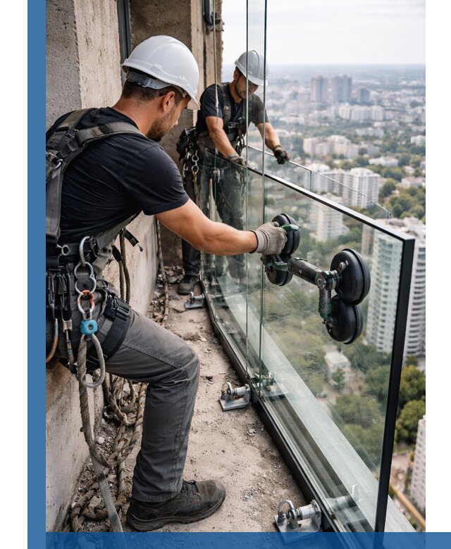 Монтаж стеклянных ограждений под ключ с гарантией в Батайске