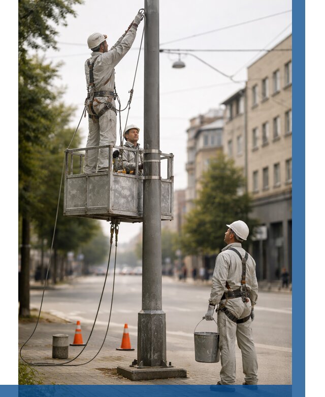 Покраска опор освещения в Батайске от 5061 р. | ВЫСОТНИК-Бтс