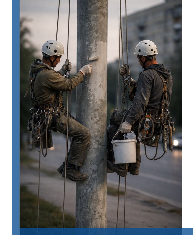 Покраска опор освещения и антикоррозийная защита в Батайске