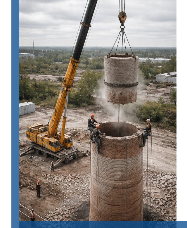 Демонтаж дымовой трубы в Батайске с гарантиями безопасности